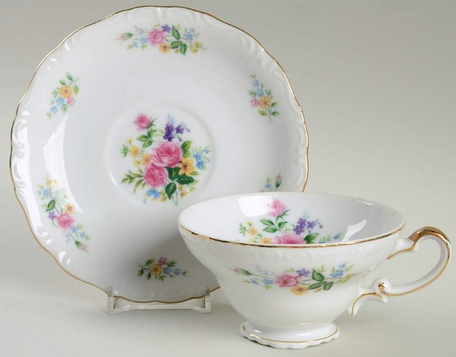 Dresden Footed Cup & Saucer Set by Ucagco-1