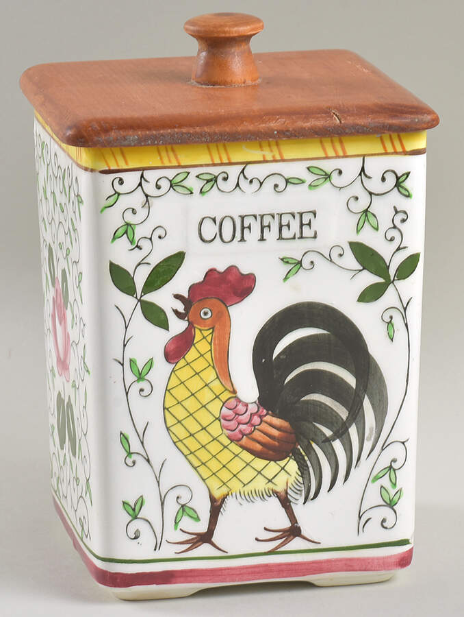 Early Provincial Square Coffee Canister & Wood Lid by Ucagco-1