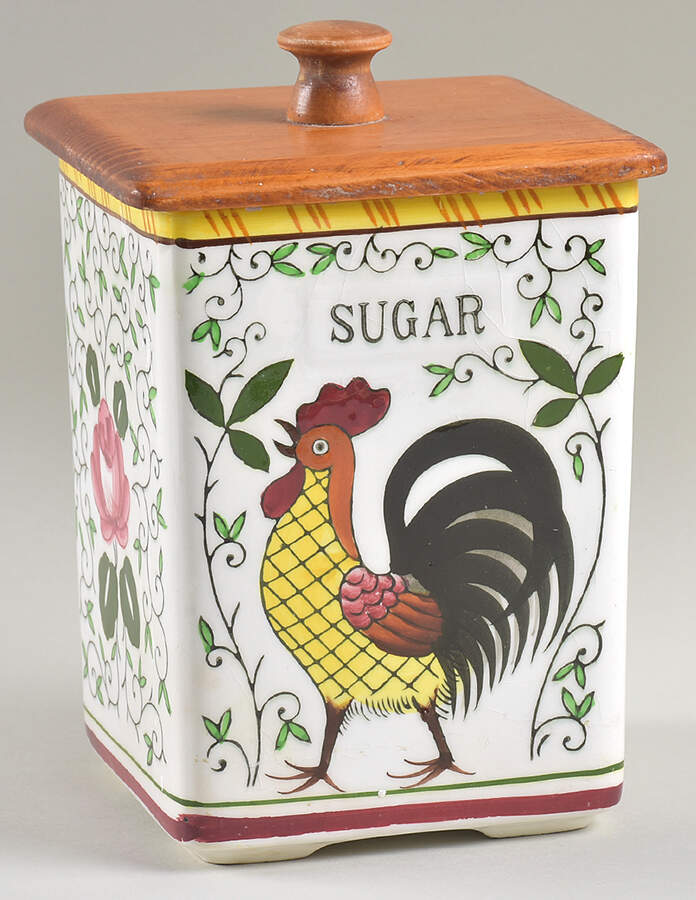 Early Provincial Wood Sugar Canister & Lid by Ucagco-1