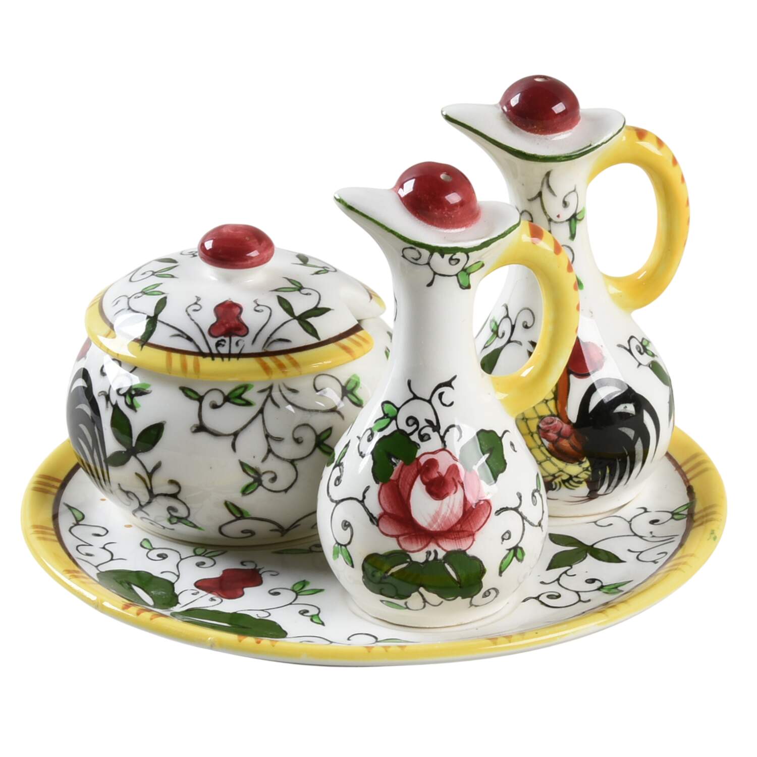 Early Provincial (3 Piece) Cruet Set with Tray (S&P, Mustard) by Ucagco-1