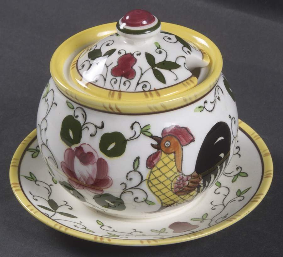 Early Provincial Mini Jam/Jelly & Lid w/Attached Underplate by Ucagco-1