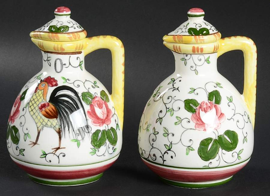Early Provincial Vinegar and Oil Set W/Stoppers by Ucagco-1