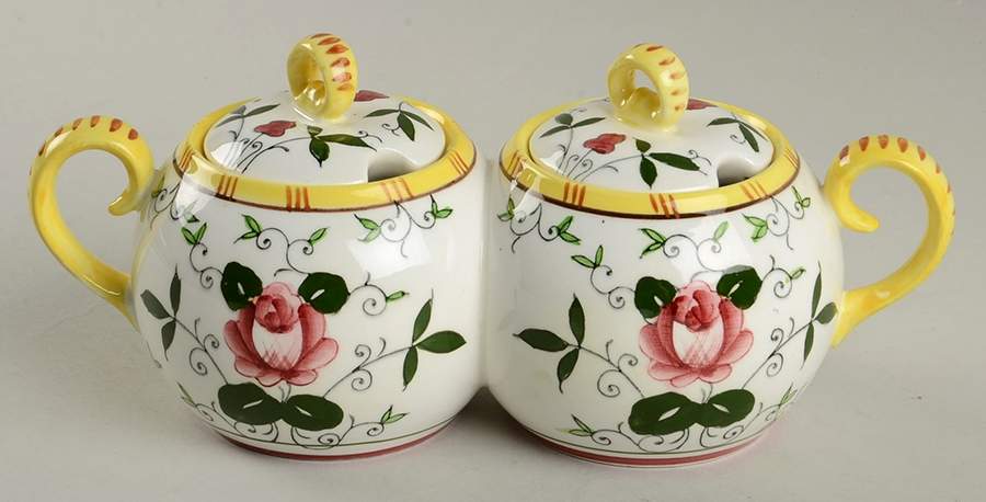 Early Provincial Double Jam/Jelly & Lids No Spoons by Ucagco-1