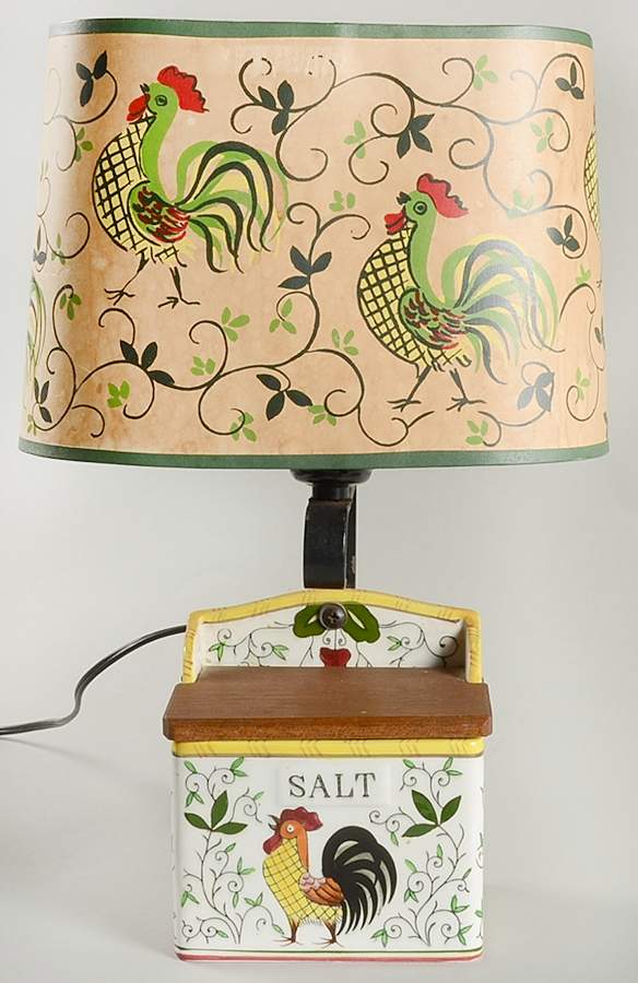 Early Provincial Salt Box Electric Lamp & Shade by Ucagco-1