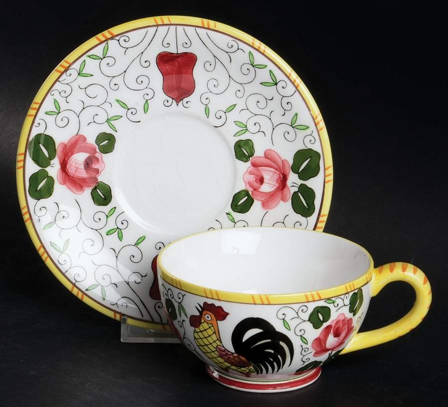 Early Provincial Footed Cup & Saucer Set by Ucagco-1