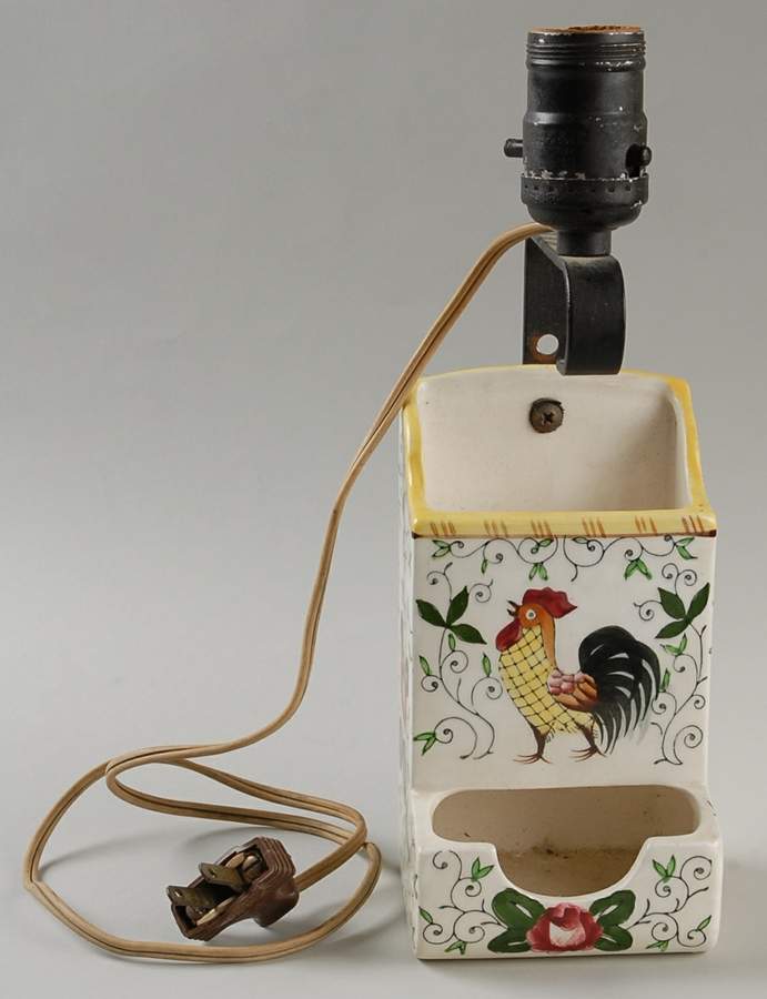 Early Provincial Electric Match Box Holder Lamp No Shade by Ucagco-1