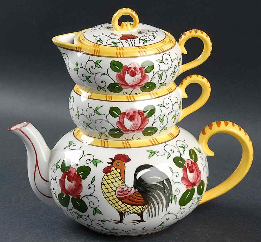Early Provincial Mini Teapot Stacking Set (Creamer, Sugar) by Ucagco-1
