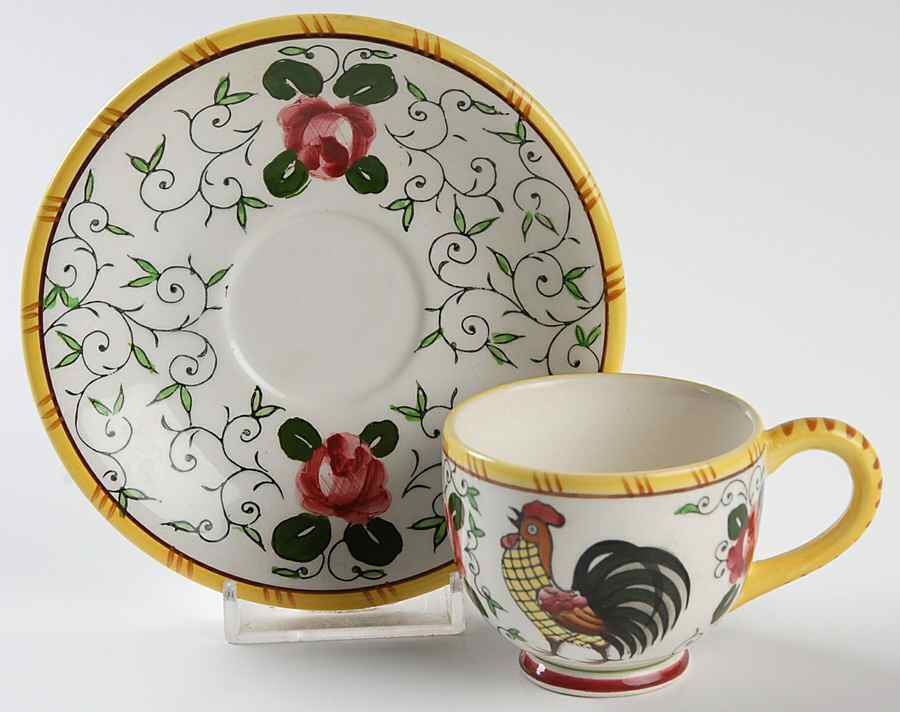 Early Provincial Footed Demitasse Cup & Saucer Set by Ucagco-1