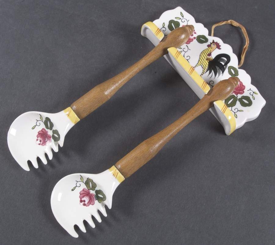 Early Provincial Salad Forks and Hanging Rack by Ucagco-1
