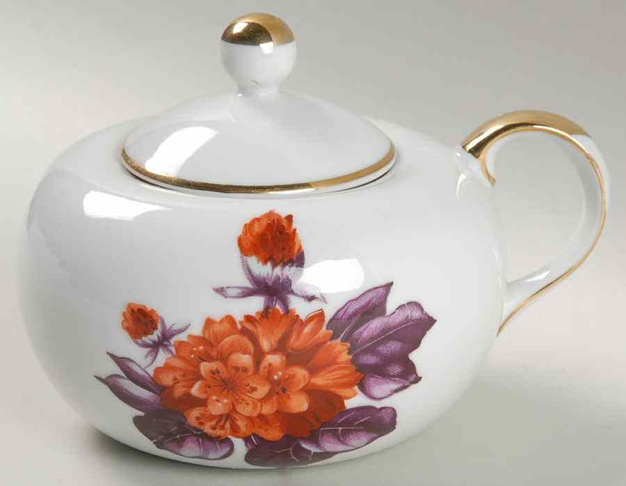 Floral Sugar Bowl & Lid by Ucagco-1