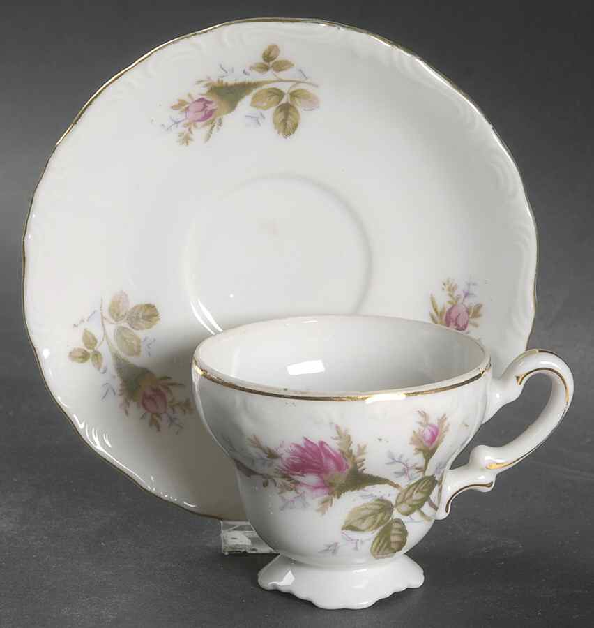 Moss Rose Footed Demitasse Cup & Saucer Set by Ucagco-1