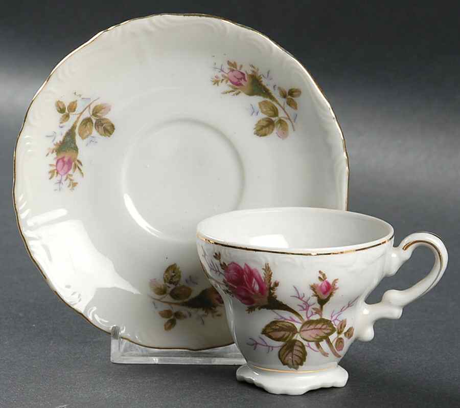 Moss Rose Footed Demitasse Cup & Saucer Set by Ucagco-1
