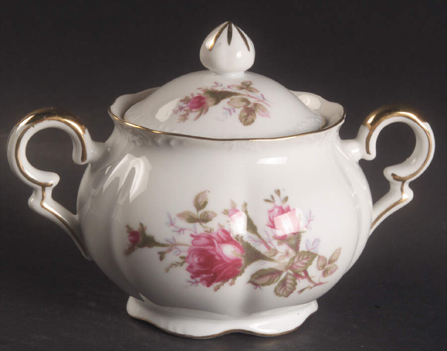 Old Rose Sugar Bowl & Lid by Ucagco-1