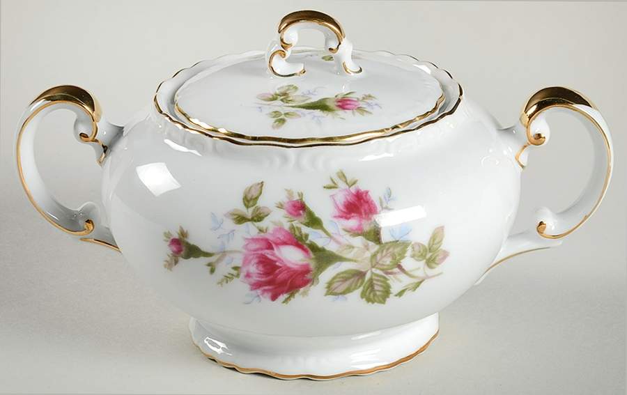Old Rose Sugar Bowl & Lid by Ucagco-1