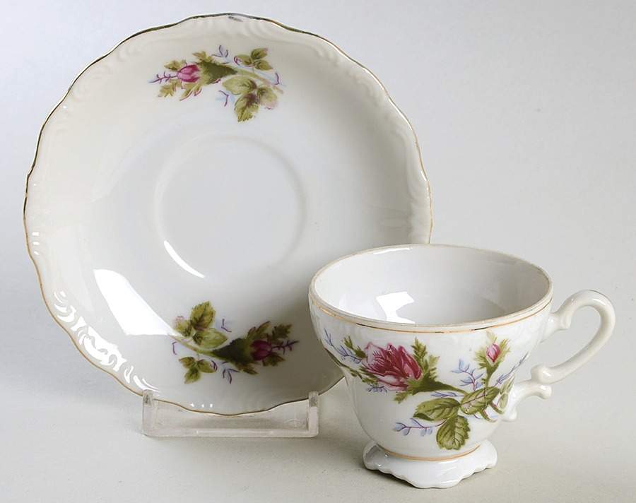 Old Rose Footed Demitasse Cup & Saucer Set by Ucagco-1