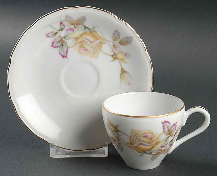 Oxford Rose Flat Demitasse Cup & Saucer Set by Ucagco-1