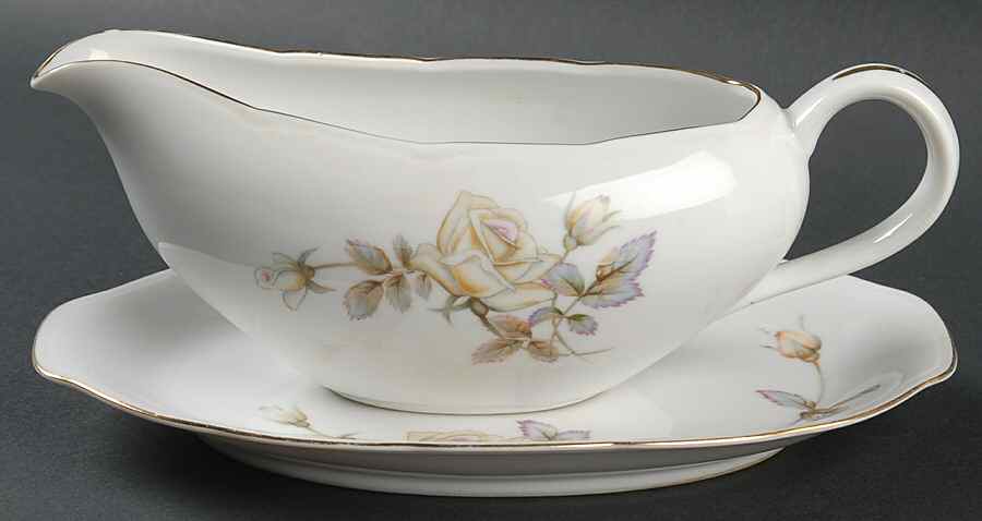 Oxford Rose Gravy Boat & Underplate/Relish by Ucagco-1