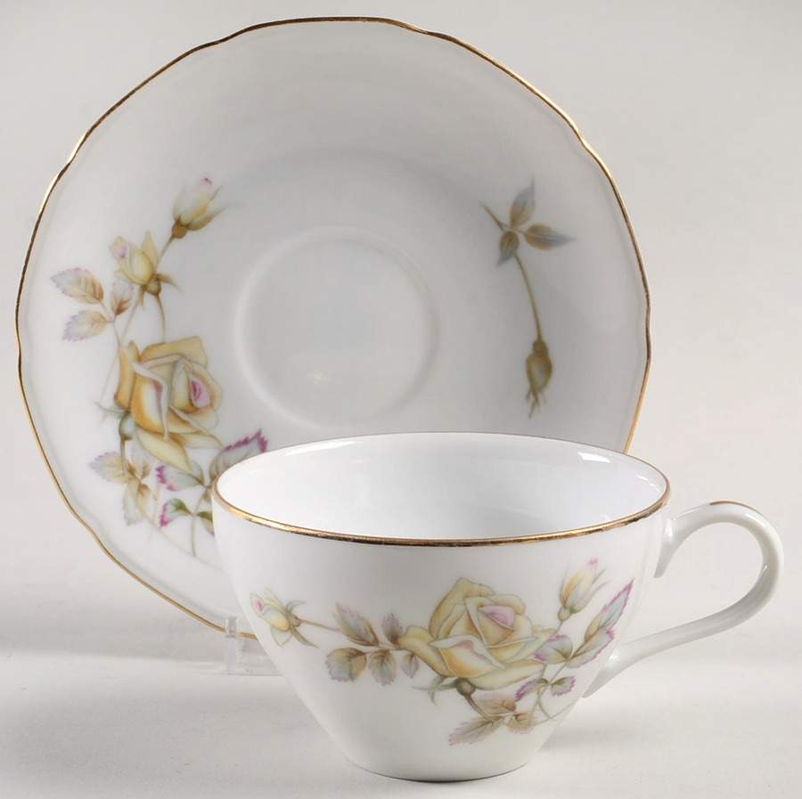 Oxford Rose Flat Cup & Saucer Set by Ucagco-1