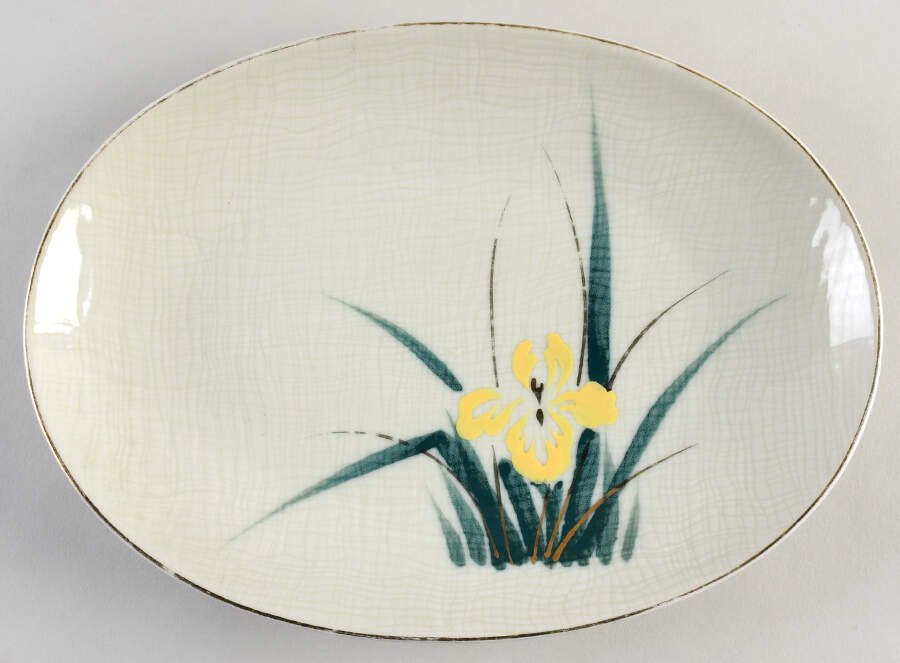 Yellow Iris 12" Oval Serving Platter by Ucagco-1
