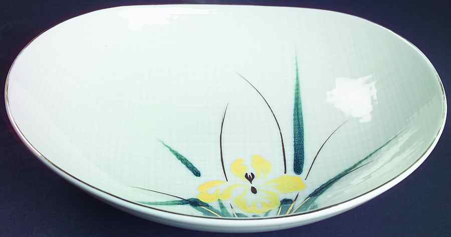 Yellow Iris 9" Oval Vegetable Bowl by Ucagco-1