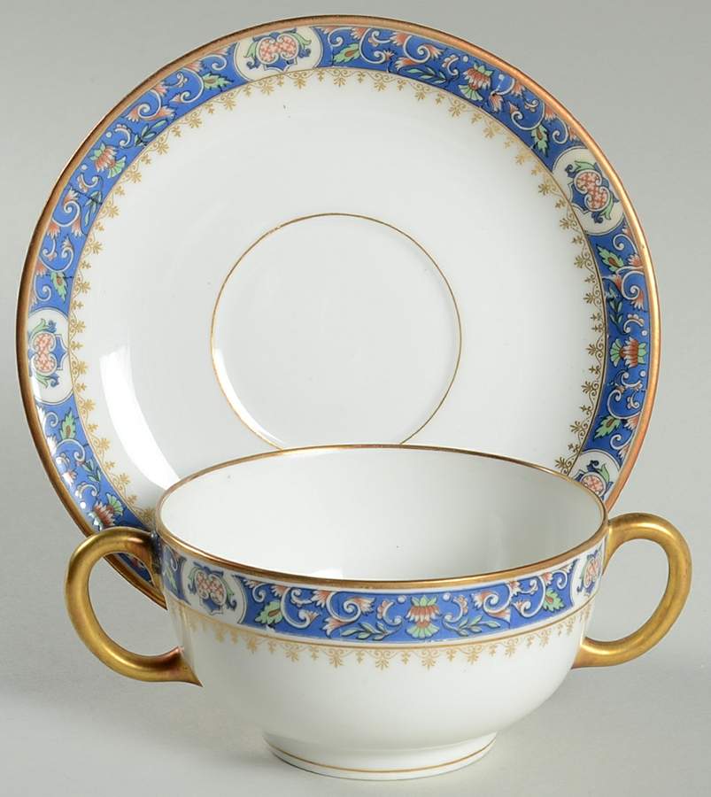 UNC4 Flat Bouillon Cup & Saucer by Union Ceramique-1