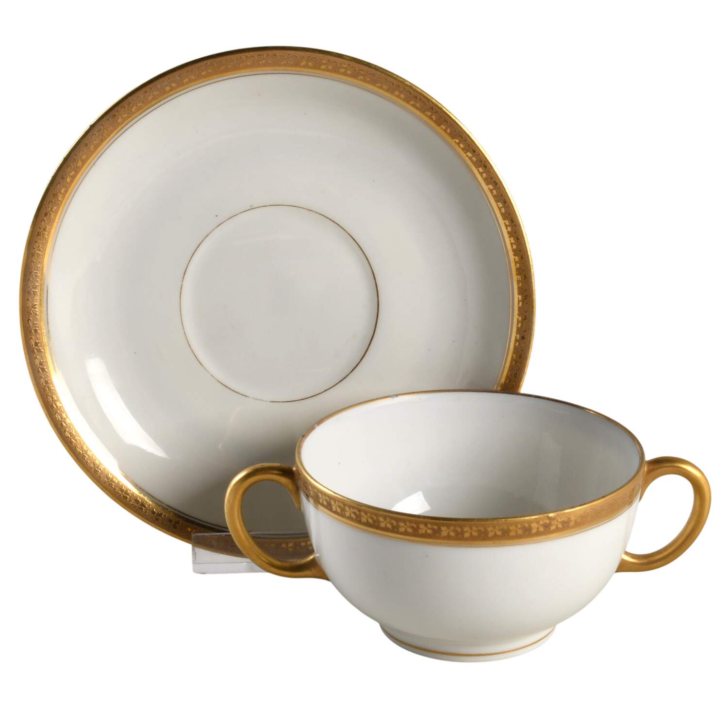 Chaurette Flat Bouillon Cup & Saucer by Union Ceramique-1