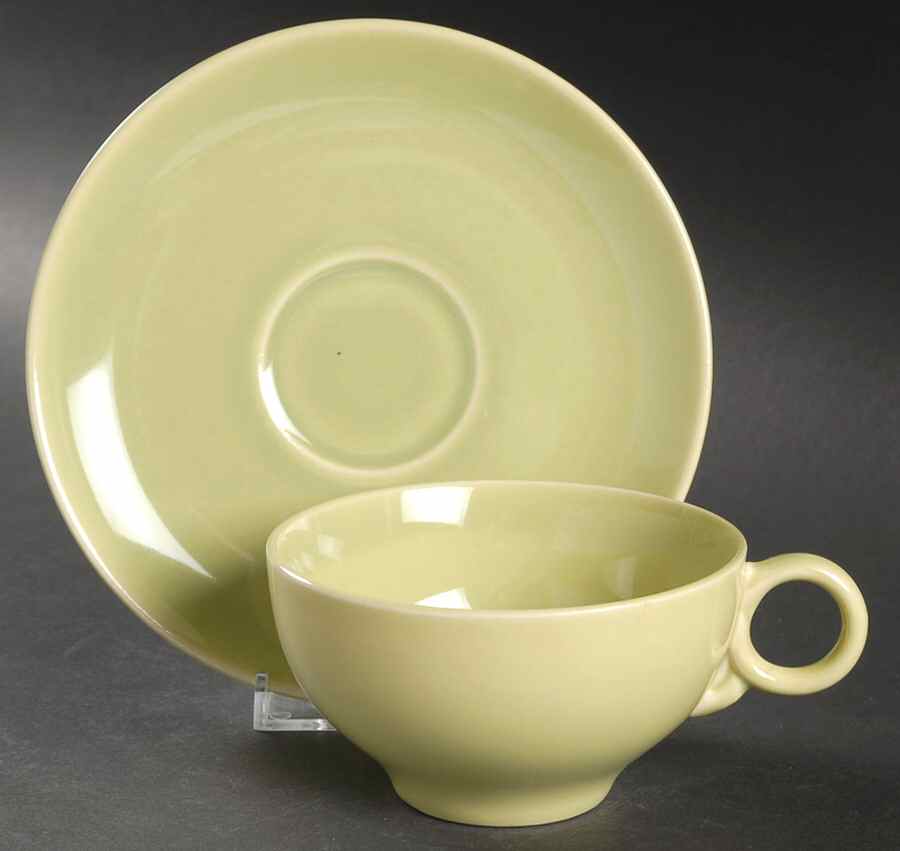 Ballerina Chartreuse Flat Cup & Saucer Set by Universal-1