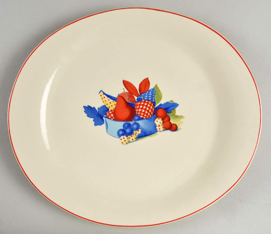 Calico Fruit 11" Oval Serving Platter by Universal-1
