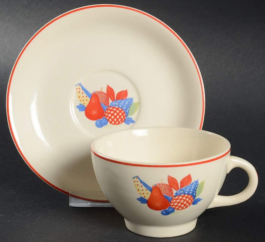 Calico Fruit Footed Cup & Saucer Set by Universal-1