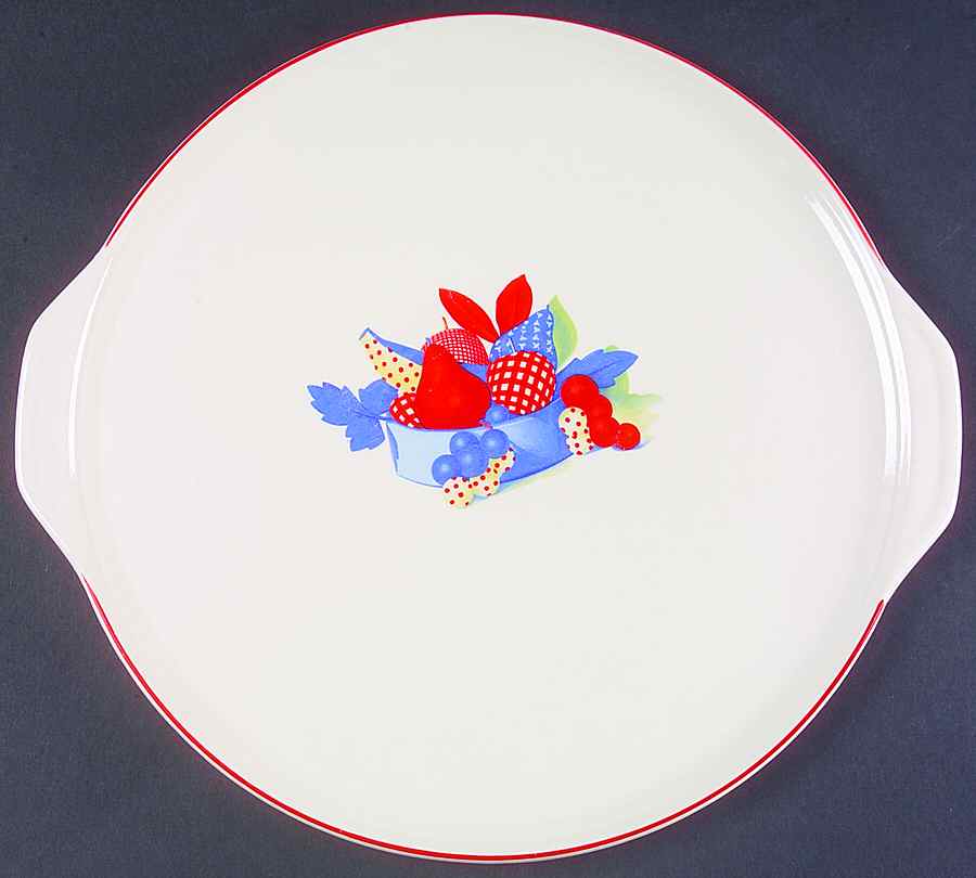 Calico Fruit Handled Cake Plate by Universal-1