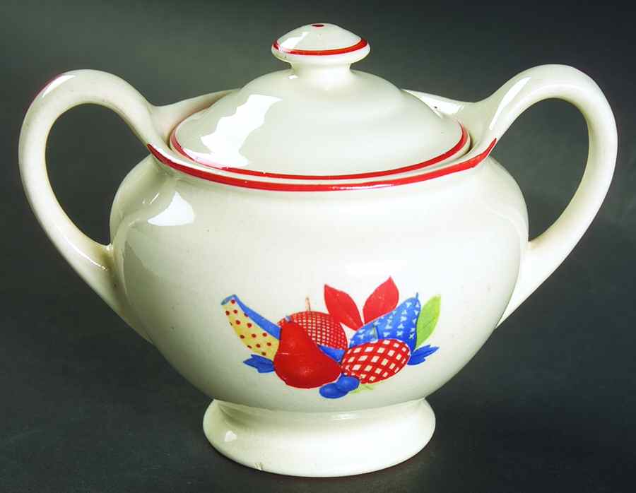 Calico Fruit Sugar Bowl & Lid by Universal-1