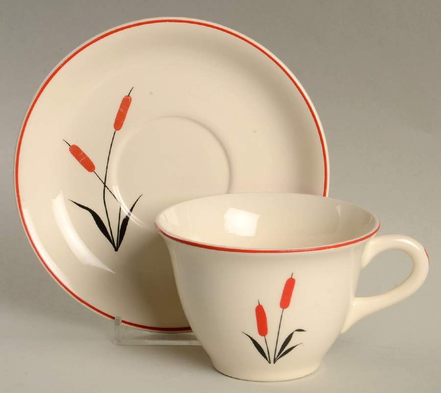 Cattail (Camwood) Flat Cup & Saucer Set by Universal-1