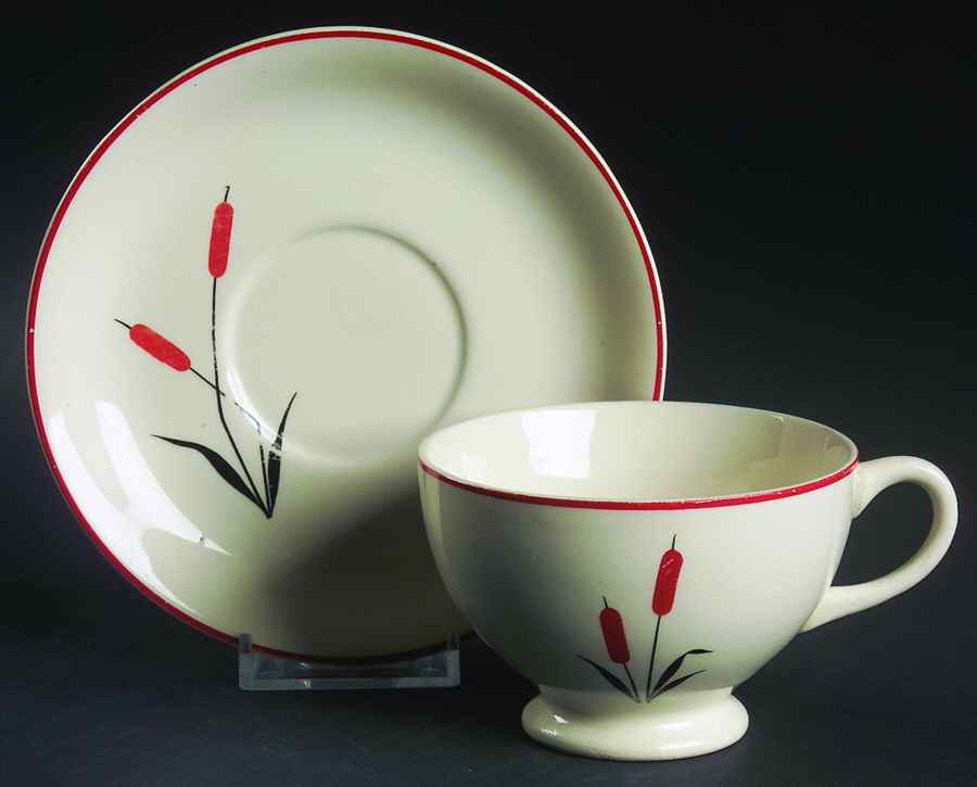 Cattail (Camwood) Footed Cup & Saucer Set by Universal-1