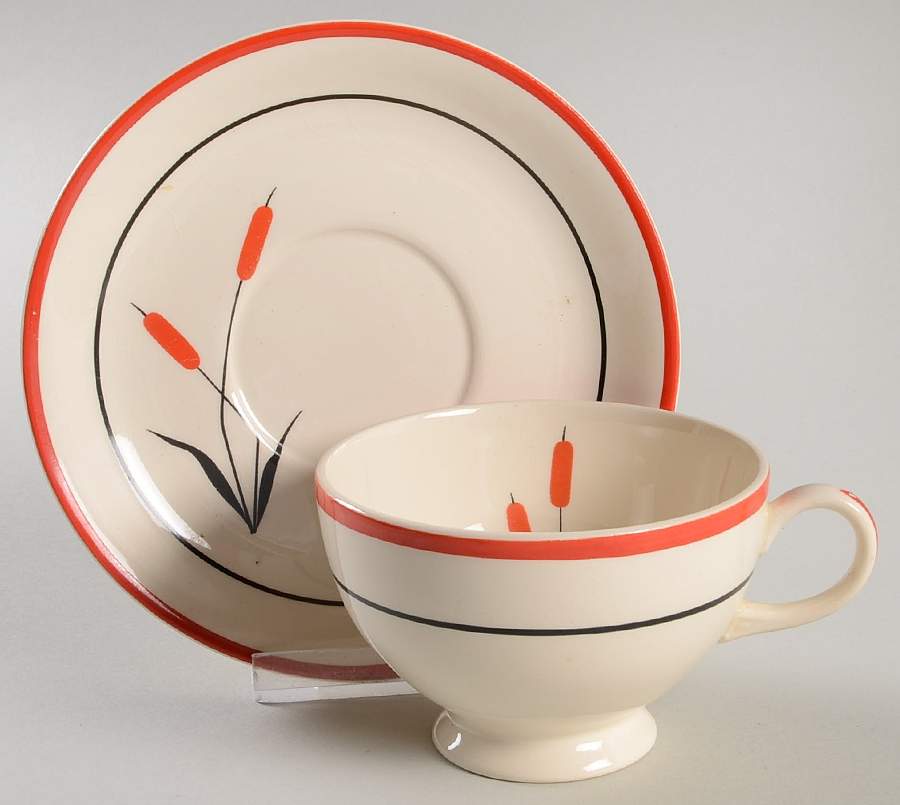 Cattail (Camwood) Footed Cup & Saucer Set by Universal-1