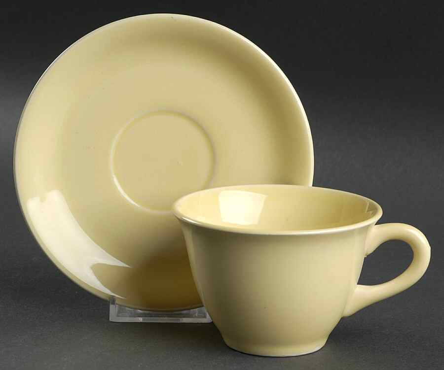 Camwood Ivory Yellow Flat Cup & Saucer Set by Universal-1