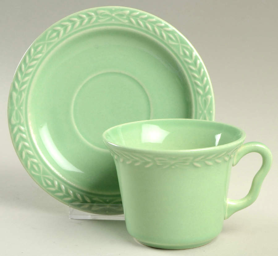 Laurella Green Flat Cup & Saucer Set by Universal-1