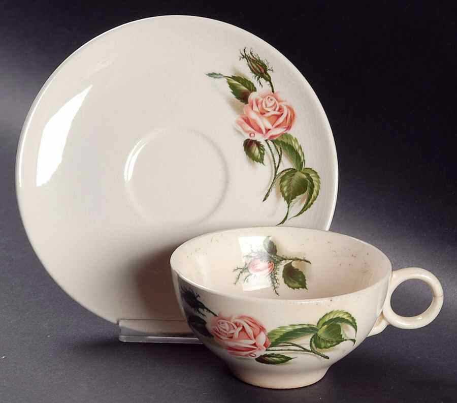 Moss Rose (No Trim) Flat Cup & Saucer Set by Universal-1