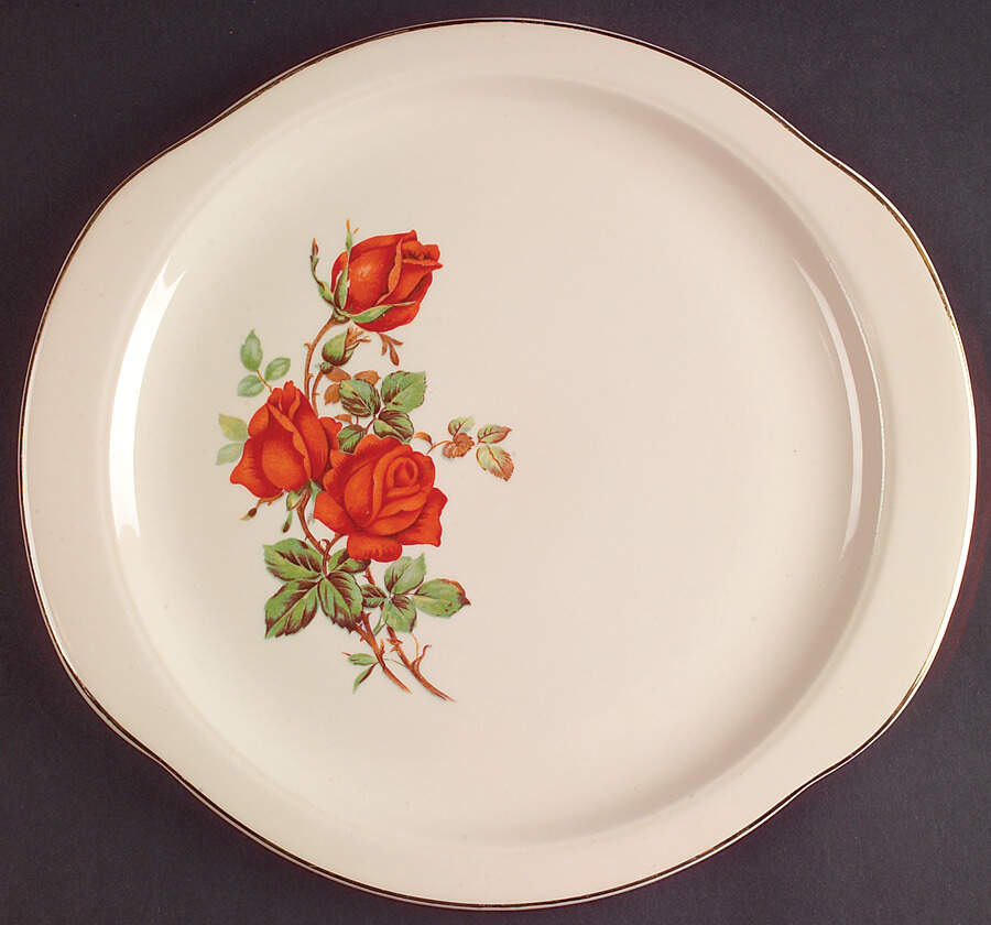 American Beauty Rose Handled Cake Plate by Universal-1