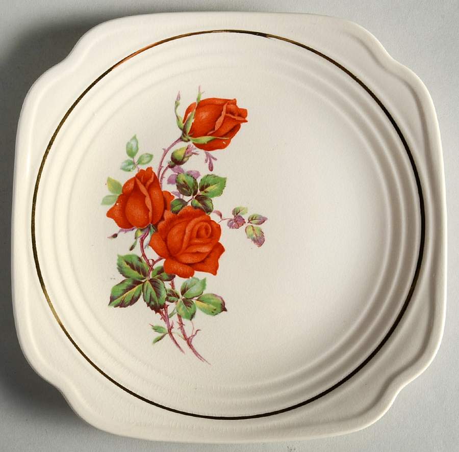 American Beauty Rose Square Salad Plate by Universal-1