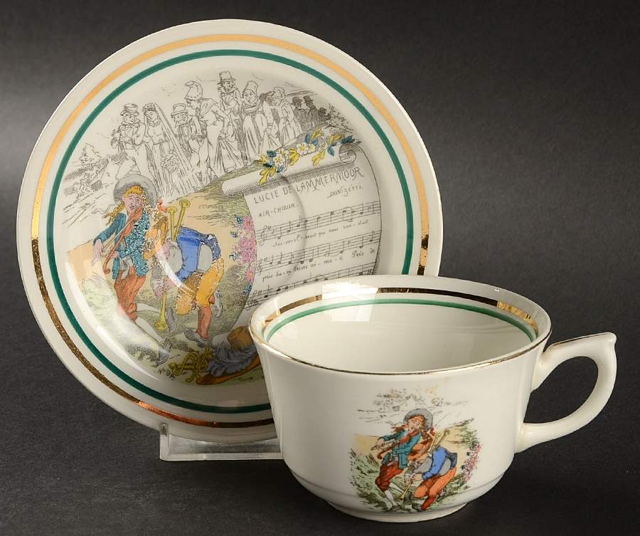 French Opera Reproductions Flat Cup & Saucer Set by Ucagco-1