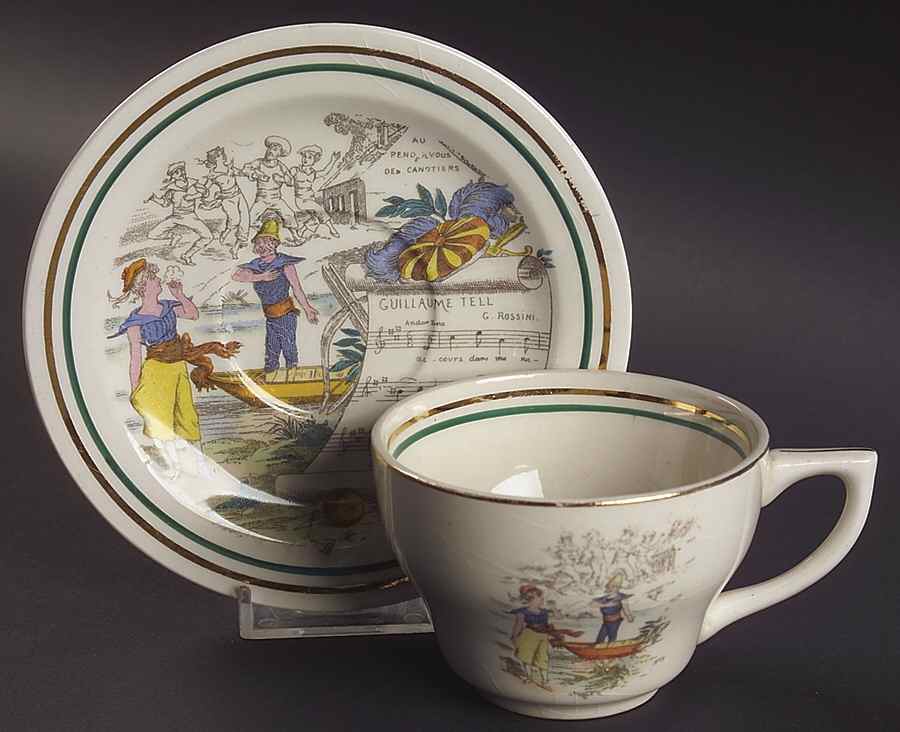 French Opera Reproductions Flat Cup & Saucer Set by Ucagco-1