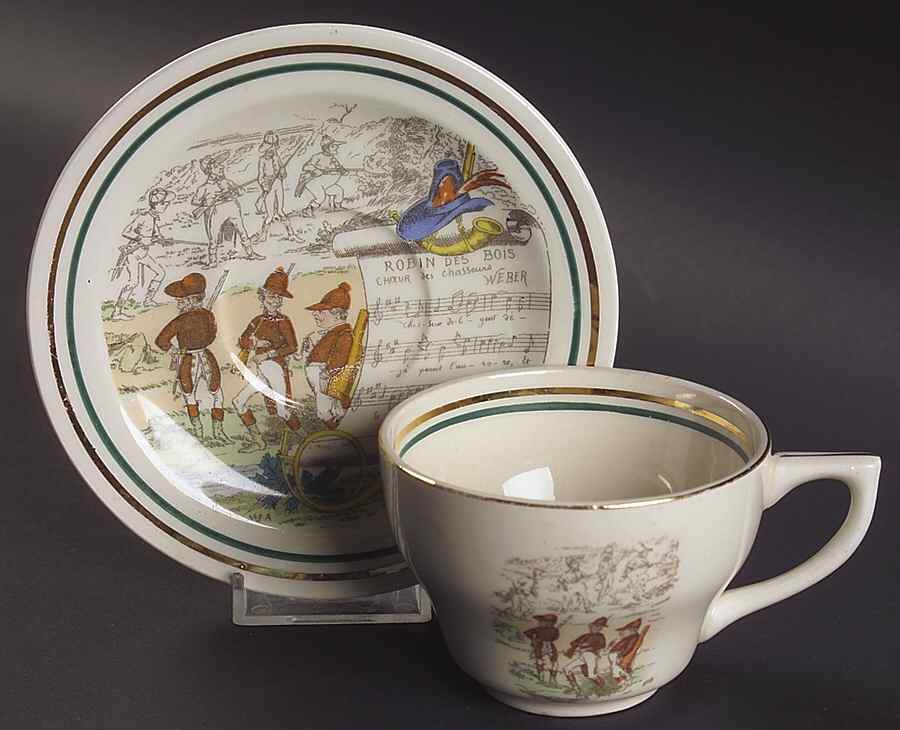French Opera Reproductions Flat Cup & Saucer Set by Ucagco-1