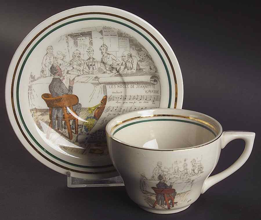 French Opera Reproductions Flat Cup & Saucer Set by Ucagco-1