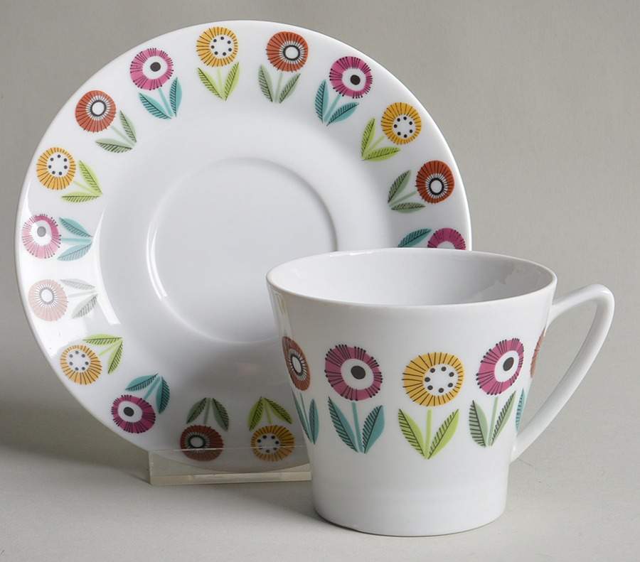 Bellis Flat Cup & Saucer Set by Upsala Ekeby-1