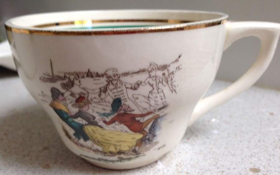 French Opera Reproductions Footed Cup & Saucer Set by Ucagco-1