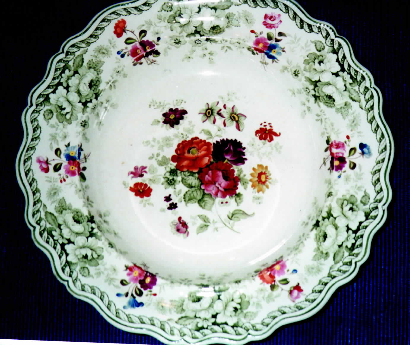 Emerald Flowers (Green, Multicolor) Dinner Plate by England-1