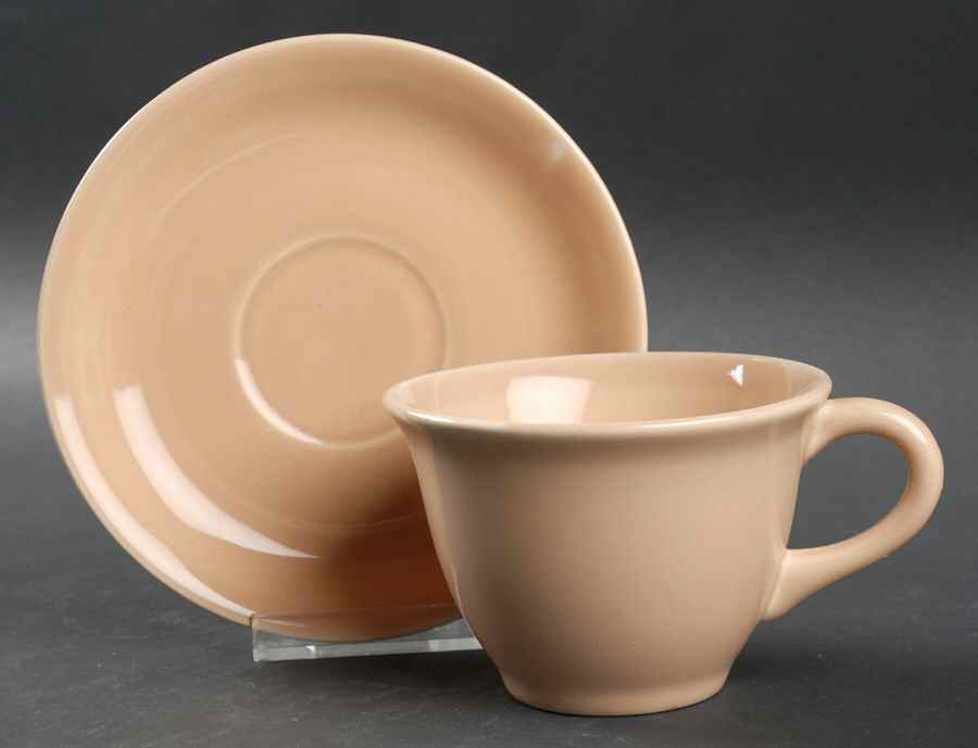 Camwood Ivory Coral Flat Cup & Saucer Set by Universal-1