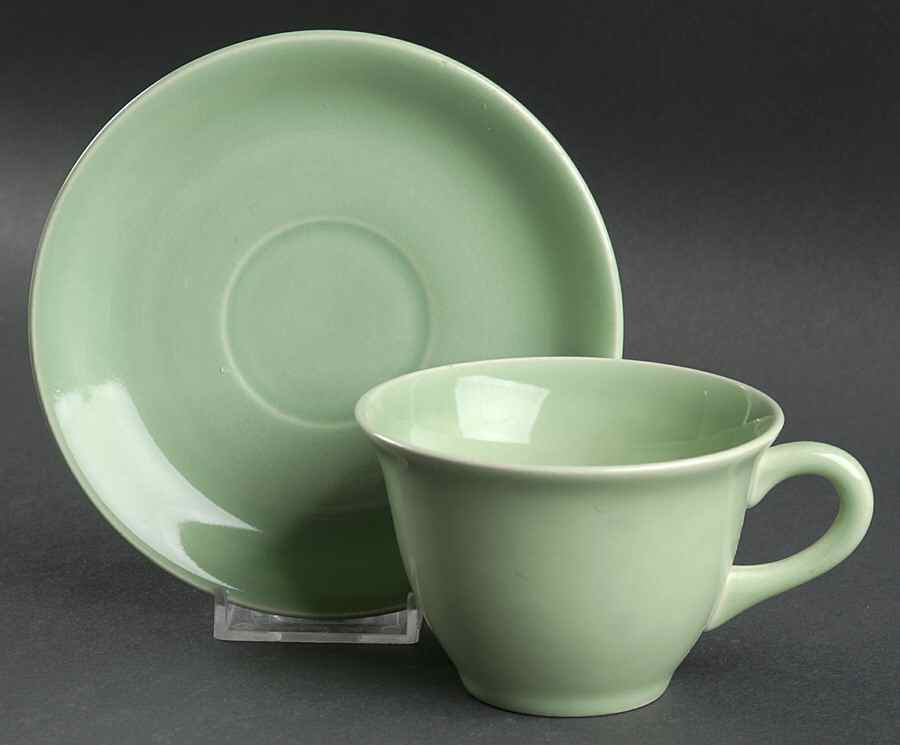 Camwood Ivory Green Flat Cup & Saucer Set by Universal-1