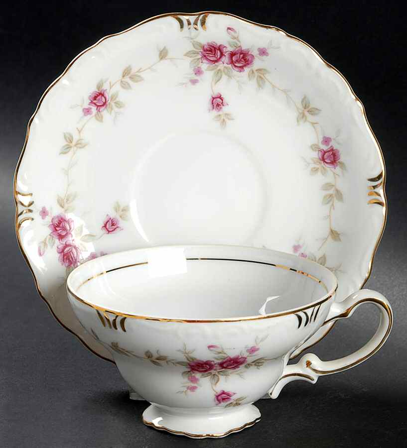 Caroline Footed Cup & Saucer Set by Ucagco-1