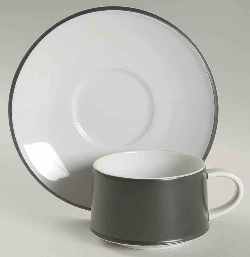 Contempo Frost Black Footed Cup & Saucer Set by Otagiri-1